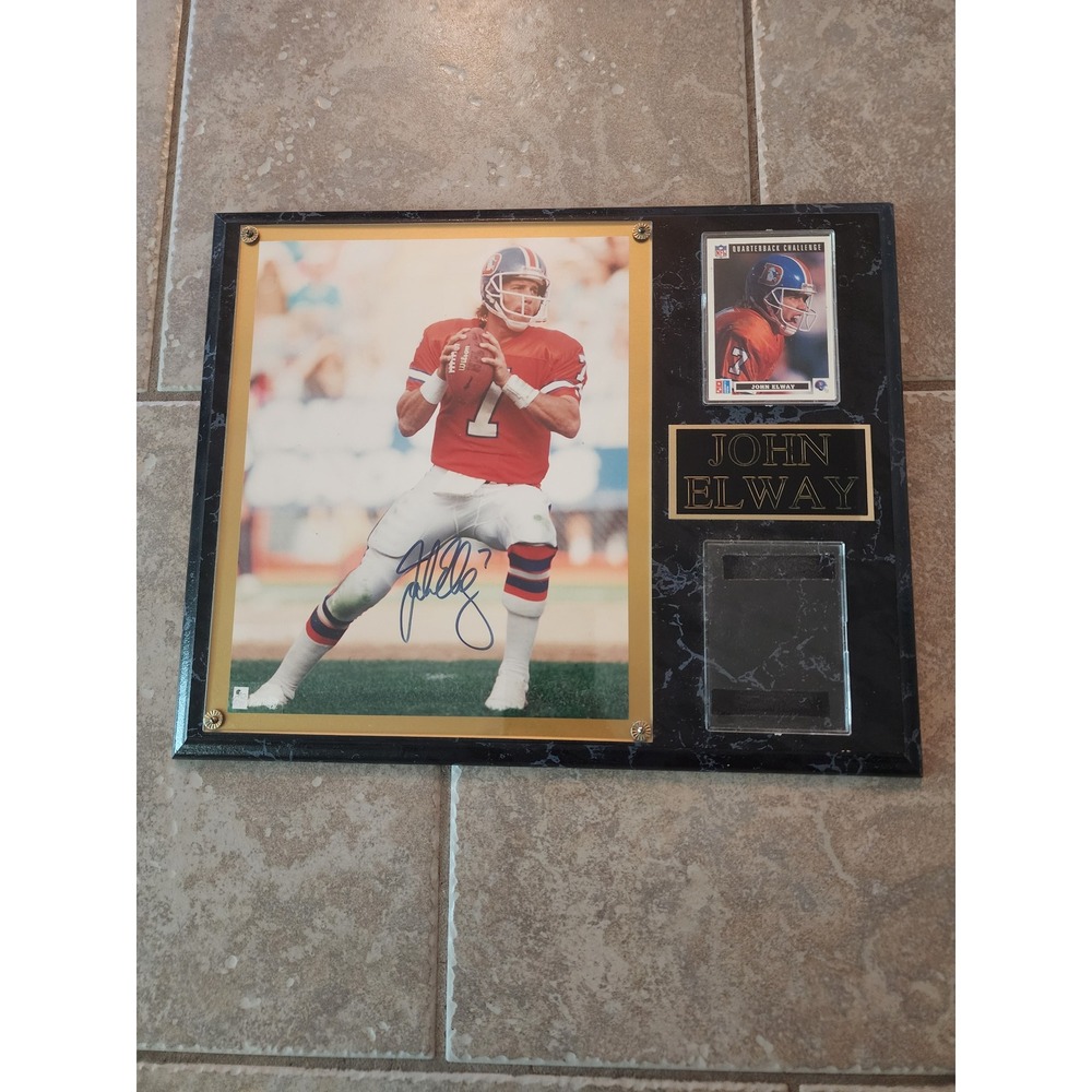 John Elway Signed Autographed 8x10 Photo Plaque COA Denver Broncos Hall of Fame